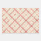 Unique Rustic Cream & Red Squiggly Mixed Plaid Geschenkpapier Set (Vorderseite)