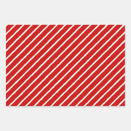 Unique Rustic Red & Cream Squiggly Mixed Patterns Geschenkpapier Set (Vorderseite 2)