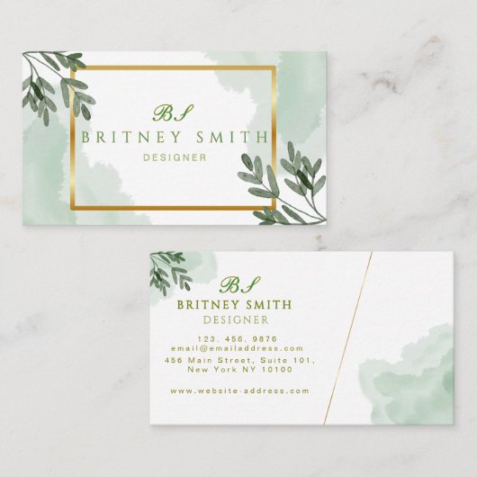 Unique Rustic Watercolor Modern Visitenkarte (Vorne/Hinten)