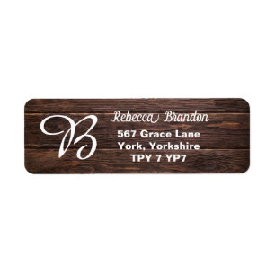 Unique Rustic Wood Monogram Rücksendeadresse Labe