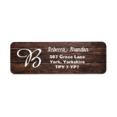 Unique Rustic Wood Monogram Rücksendeadresse Label (Vorne)