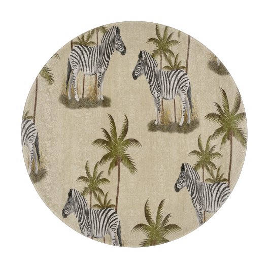 Unique Safari Zebras & Palm Trees Schneidebrett (Vorderseite)