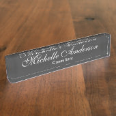 Unique Script Gray Consultant Desk Namplate Namensplakette (Seite)