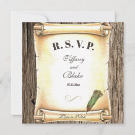 Unique Scroll & Feather Pen Wedding Einladung