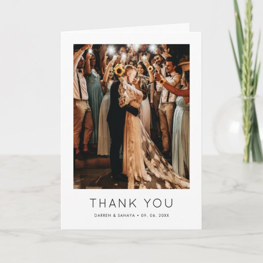 Unique Simple Photo QR Code Wedding Folded Dankeskarte (Vorderseite)