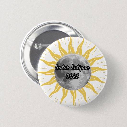 Unique Solar Eclipse 2025 Moon and Sun Button (Vorne & Hinten)