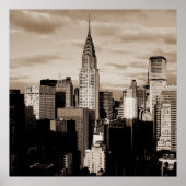 Unique Square Sepia New York Ink Sketch Poster (Vorne)