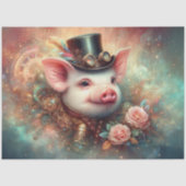 Unique Steampunk Pig Portrait Decoupage Seidenpapier (Vorderseite)