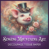 Unique Steampunk Pig Portrait Decoupage Seidenpapier