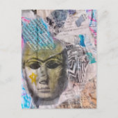 Unique Stone face Abstract Mix Media Collage Postkarte (Vorderseite)