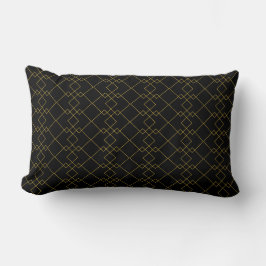 Unique Stylish Metallic Gold Box Pattern Black Lendenkissen