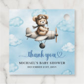 Unique Teddy Bear Pilot Airplane Blue Brown Baby Geschenkanhänger (Rückseite)