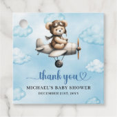 Unique Teddy Bear Pilot Airplane Blue Brown Baby Geschenkanhänger (Vorderseite)