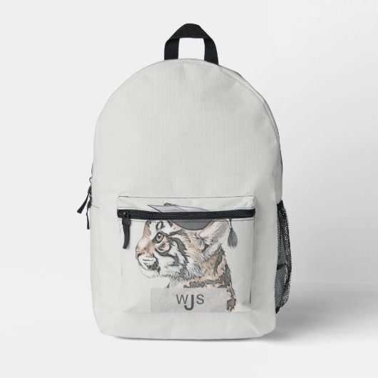 Unique Tiger Monogram Abschluss Backpack Bedruckter Rucksack (Vorderseite)
