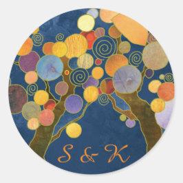 Unique Trees Blue Gastgeschenk Hochzeit Runder Aufkleber