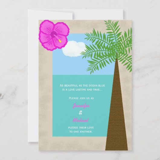 Unique Tropical Beach Wedding Invitation Einladung (Vorderseite)