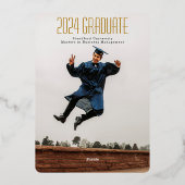 Unique Typografy Overlay 2 Foto Abschluss Folieneinladung (Rückseite)