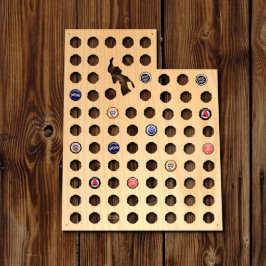 Unique Utah State Wooden Beer Bottle Cap Map