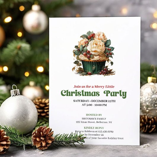 Unique vintage Christmas muffin party invitation Einladung