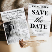 Unique Vintage Newspaper Photo Quinceanera Einladung