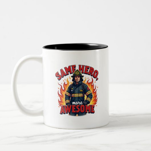 Unique Volunteer Firefighter With Red Text Zweifarbige Tasse (Links)
