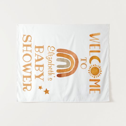 Unique Watercolor Boho Begrüßungszeichen Wandteppich (Vorderseite (Horizontal))