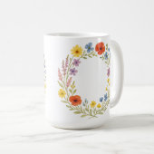 Unique Watercolor Wild Flower Wreath Customizable  Kaffeetasse (VorderseiteRechts)