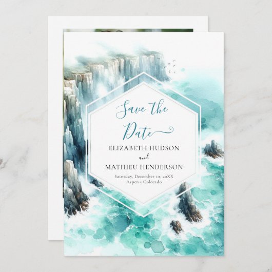 Unique Waves Nautical Wedding Save The Date (Vorne/Hinten)
