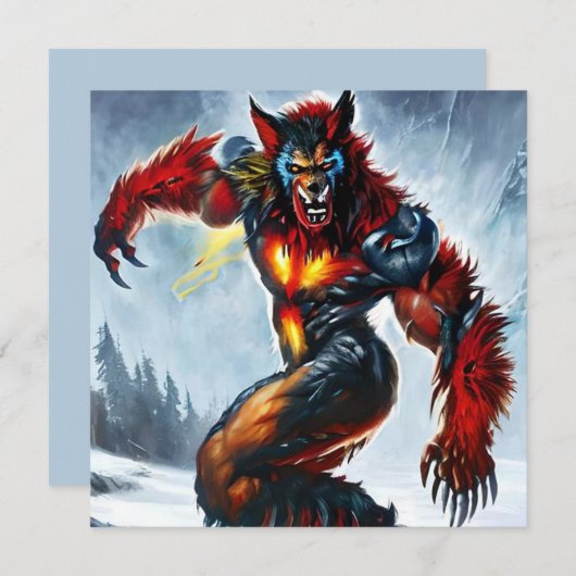 Unique Werewolf Halloween Card (Vorne/Hinten)