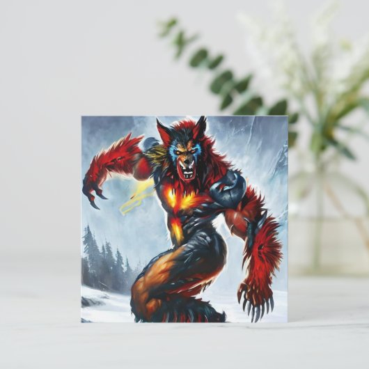 Unique Werewolf Halloween Card (Stehend Vorderseite)