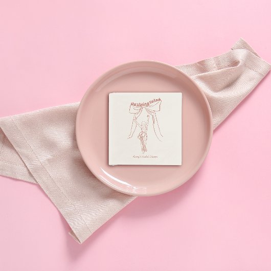 Unique Whimsical Coquette Bow Bridal Shower Custom Serviette