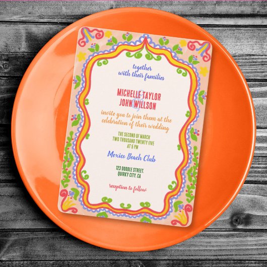 Unique Whimsical Floral Quirky Doodle Hand Drawn  Einladung