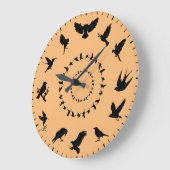 Unique Wild Bird Black Silhouettes Themed Große Wanduhr (Winkel)