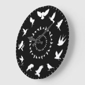 Unique Wild Bird White Silhouettes Themed Große Wanduhr (Winkel)