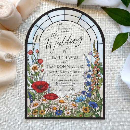 Unique Wildflower Stained Glass Arch Wedding Acryleinladungen