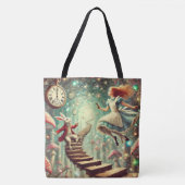 Unique Wonderland Art Alice Rabbit Hole Tasche (Vorderseite)