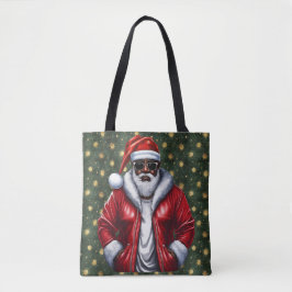 Uniquely Black Santa Large Shoulder Tote Tasche