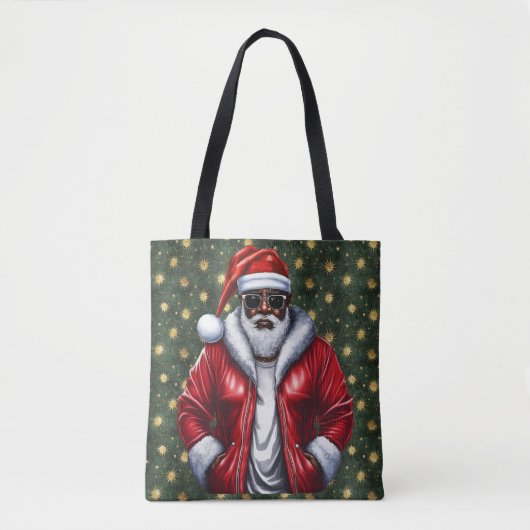 Uniquely Black Santa Large Shoulder Tote Tasche (Vorderseite)