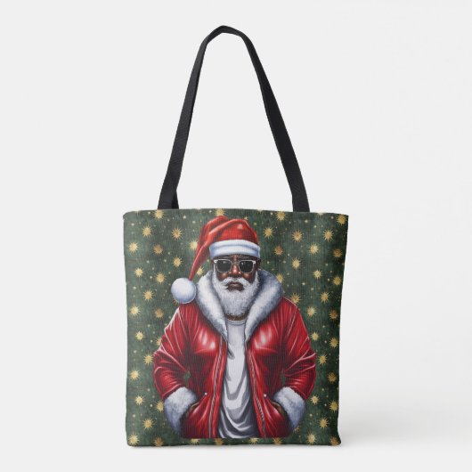 Uniquely Black Santa Large Shoulder Tote Tasche (Rückseite)