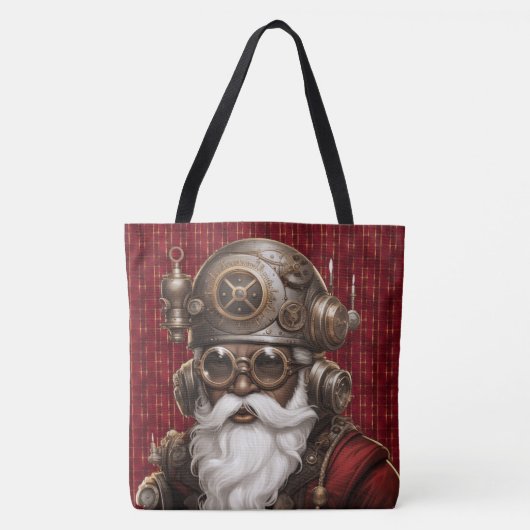Uniquely Black Steampunk Santa Large Shoulder Tote Tasche (Vorderseite)
