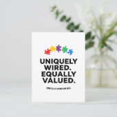 Uniquely Wired Equally Valued Awareness Art Postkarte (Stehend Vorderseite)
