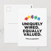 Uniquely Wired Equally Valued Awareness Art Postkarte (Vorne/Hinten)