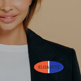 Unis Orange, Weiß und Blau Namenschild