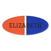 Unis Orange, Weiß und Blau Namenschild (Vorderseite)