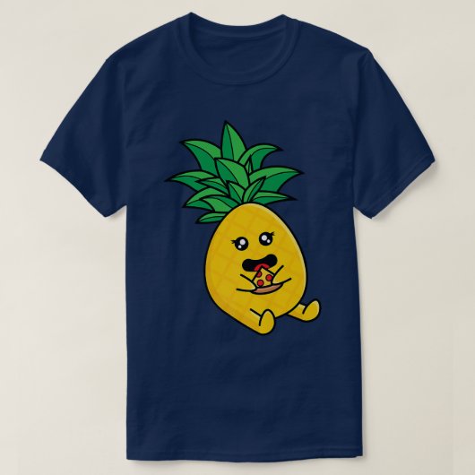 Unise Cute Funny Pineapple Eating Pizza 34265769 T-Shirt (Design vorne)