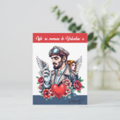 Unisex Anti-Valentine Tattoo Art Custom Text Postkarte (Stehend Vorderseite)