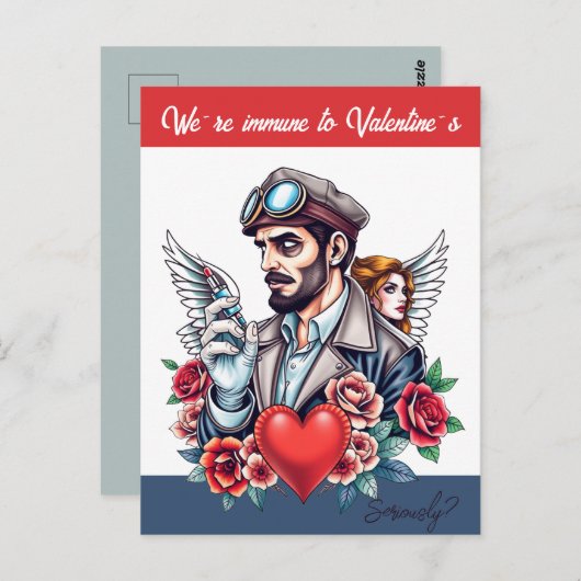 Unisex Anti-Valentine Tattoo Art Custom Text Postkarte (Vorne/Hinten)