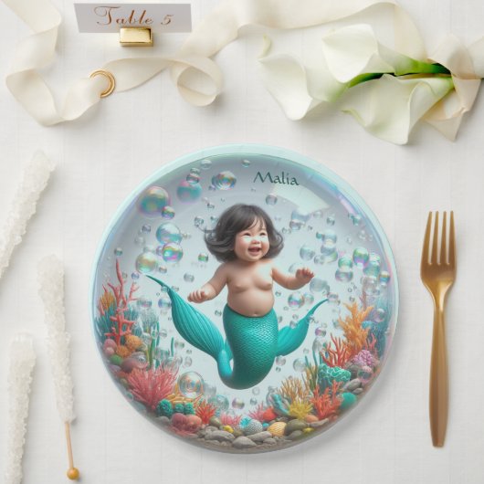 Unisex Asian Baby Mermaid Bubble Pappteller (Hochzeit)