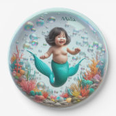 Unisex Asian Baby Mermaid Bubble Pappteller (Vorderseite)