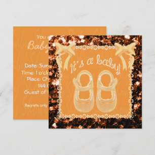 Unisex Baby Dusche orange Bronze Glitzern laden Einladung
